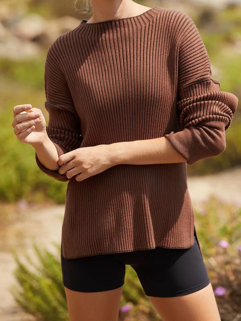 NWT Varley Emile Rib Knit Sweater Brown Size M - Picture 1 of 6